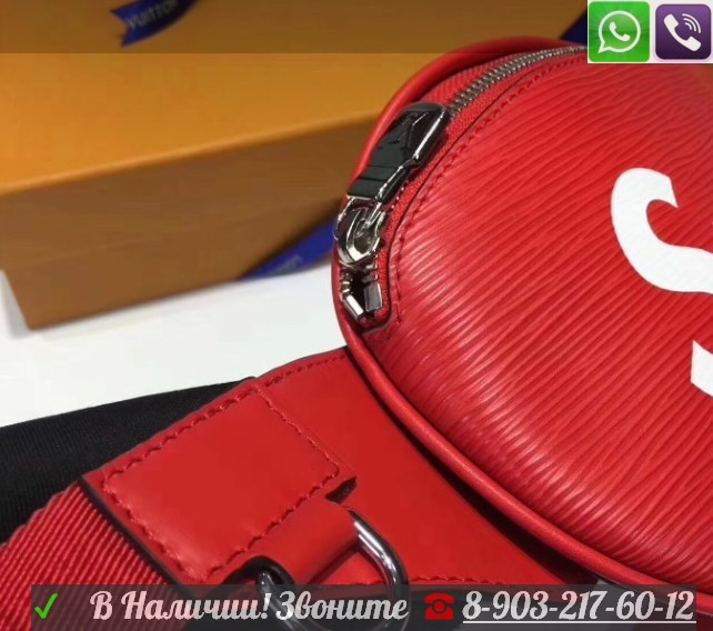 Сумка Барсетка на пояс Louis Vuitton Supreme Красная Черная - фото 4 - id-p99195583