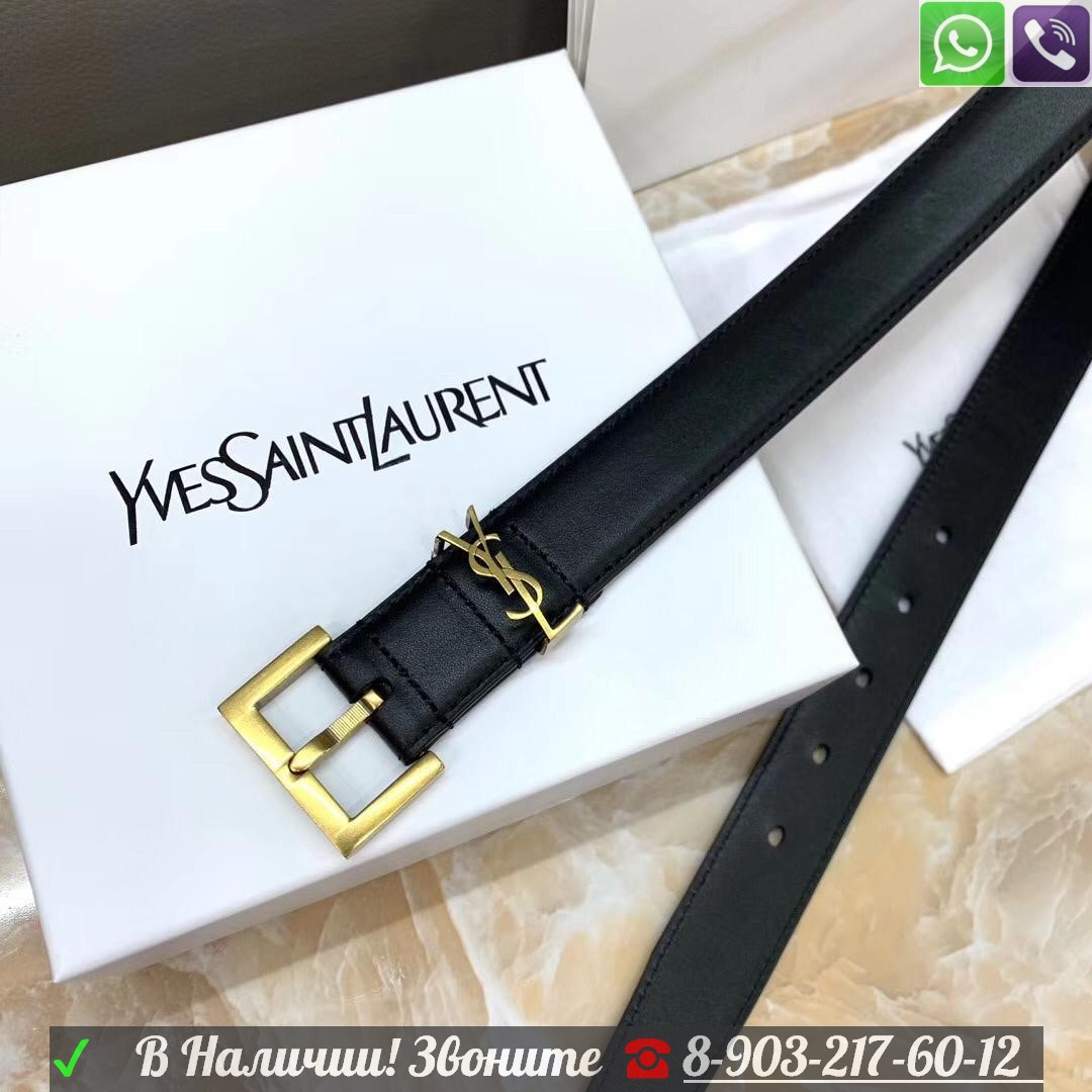 Ремень Yves Saint Laurent Monogramme кожаный черный - фото 1 - id-p99209829