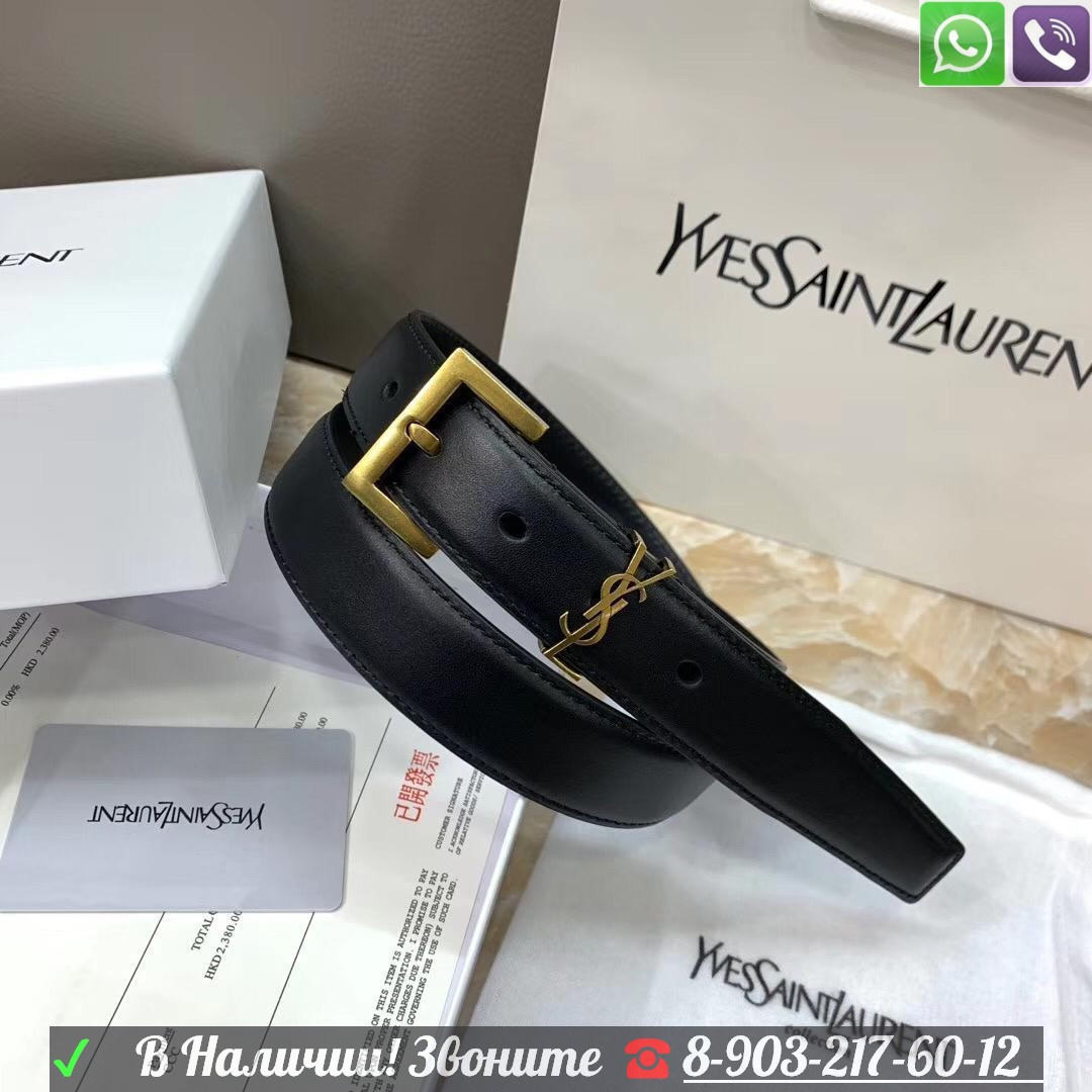 Ремень Yves Saint Laurent Monogramme кожаный черный - фото 5 - id-p99209829