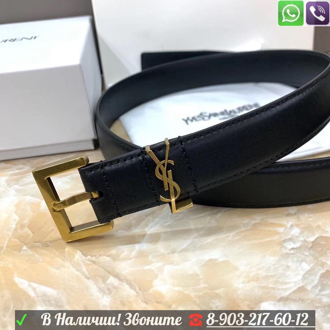 Ремень Yves Saint Laurent Monogramme кожаный черный - фото 8 - id-p99209829