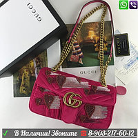 Сумка Gucci Marmont с вышивкой Розовый