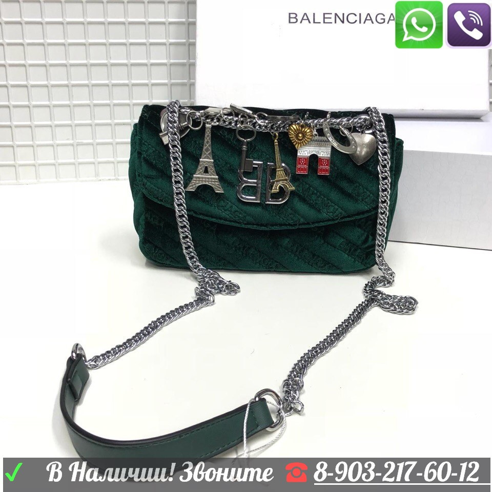 Велюровая Сумка Balenciaga BB Round Баленсиага с брелками бархат Серый - фото 5 - id-p99197554