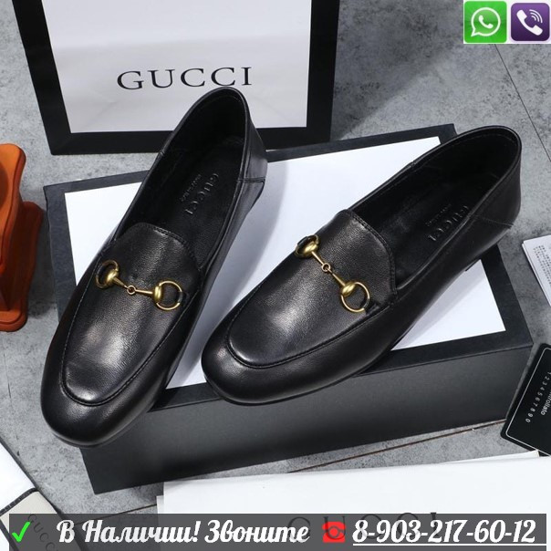 Лоферы Gucci Brixton кожаные Черный - фото 4 - id-p99210879