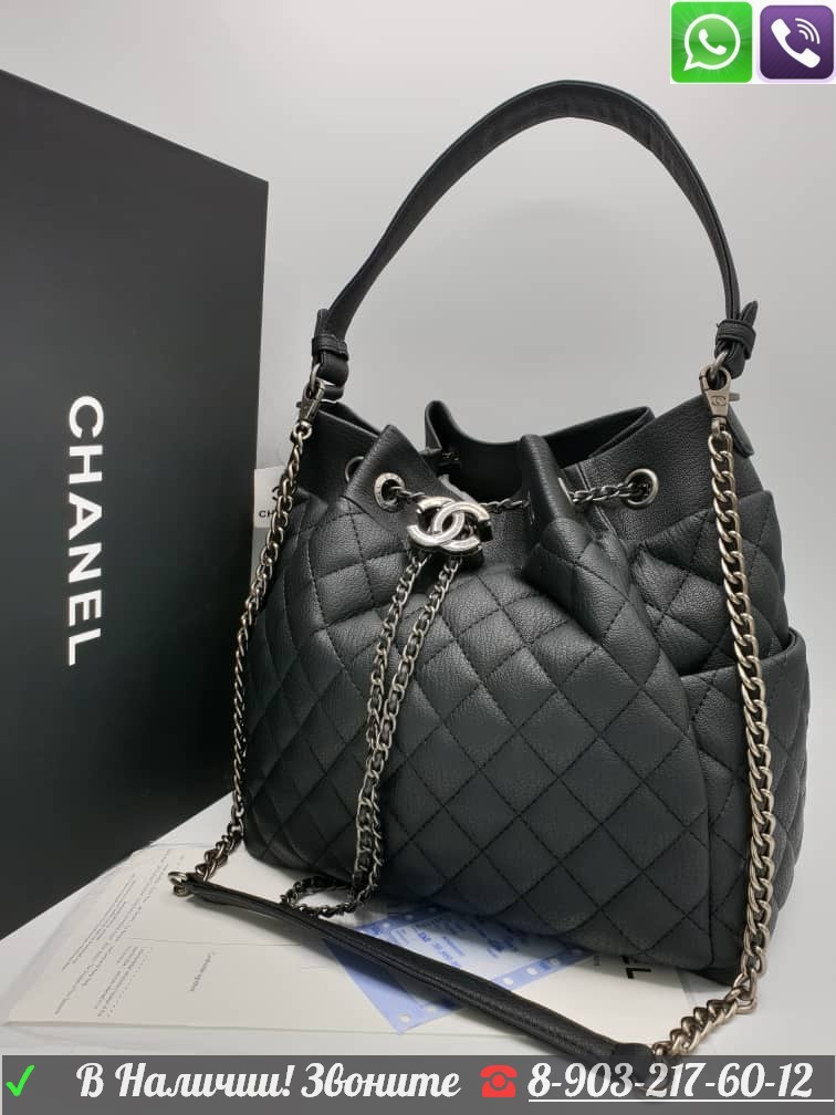 Сумка с застежкой на шнурках Chanel шанель Черная - фото 1 - id-p99197579