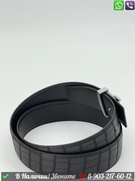 Ремень Louis Vuitton LV Initiales крокодиловый черный - фото 3 - id-p99213815