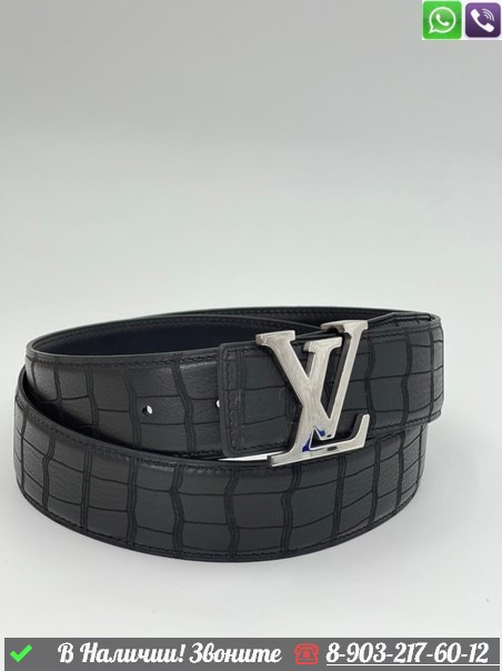 Ремень Louis Vuitton LV Initiales крокодиловый черный - фото 7 - id-p99213815