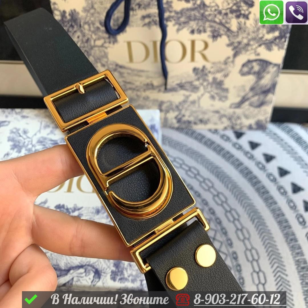 Ремень Dior черный с золотой пряжкой - фото 1 - id-p99212863