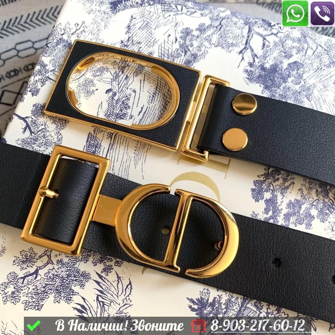 Ремень Dior черный с золотой пряжкой - фото 9 - id-p99212863