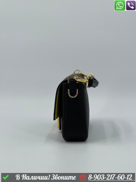 Сумка Fendi Baguette черная с желтым подкладом - фото 7 - id-p99211889