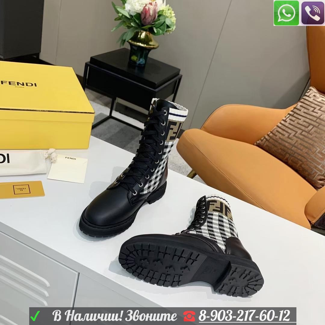 Ботинки Fendi На шнуровке черные - фото 7 - id-p99209011