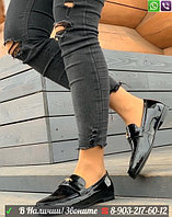 Лоферы Chanel Шанель лаковые женские Черный