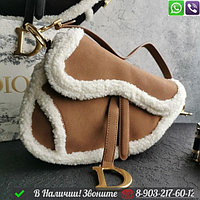 Сумка Dior Saddle меховая Бежевый