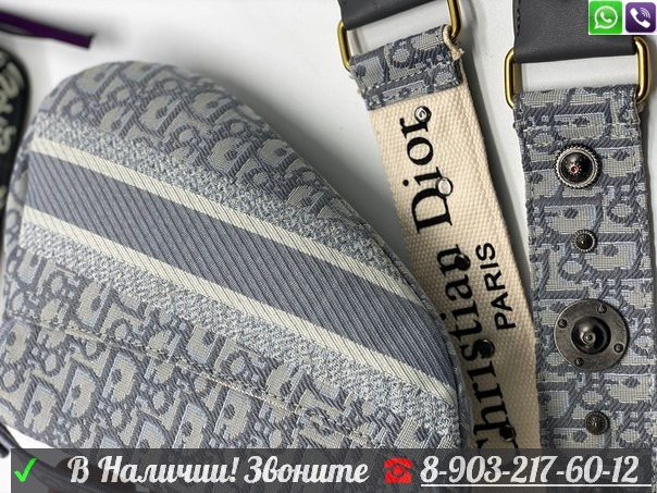 Сумка Dior Saddle тканевая светло-серая - фото 6 - id-p99206151