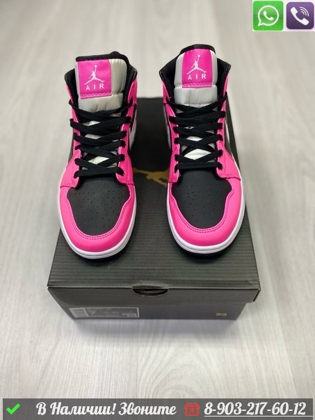 Кроссовки Nike Air Jordan 1 High Black/Pink розовые - фото 2 - id-p99214876