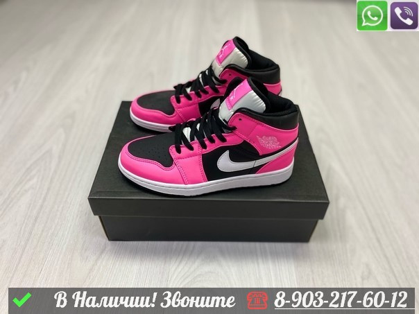 Кроссовки Nike Air Jordan 1 High Black/Pink розовые - фото 5 - id-p99214876