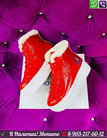 Ботинки Moncler с мехом зимние Красный