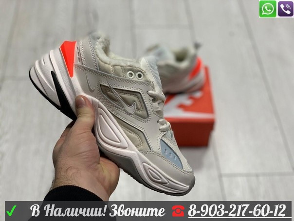 Зимние кроссовки Nike M2K Tekno бежевые - фото 3 - id-p99211057