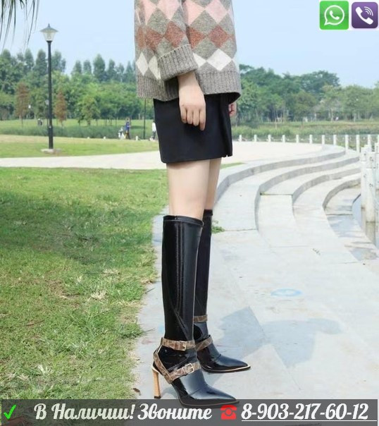 Сапоги Fendi на каблуке Черный - фото 6 - id-p99209123