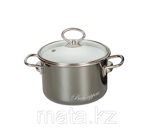 Кастрюля цил.4л "Bon appetit" (белосн/мокр.асфальт), фото 2