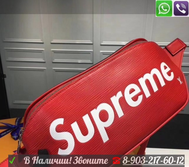 Сумка Барсетка на пояс Louis Vuitton Supreme Красная Черная Красный - фото 6 - id-p99225733