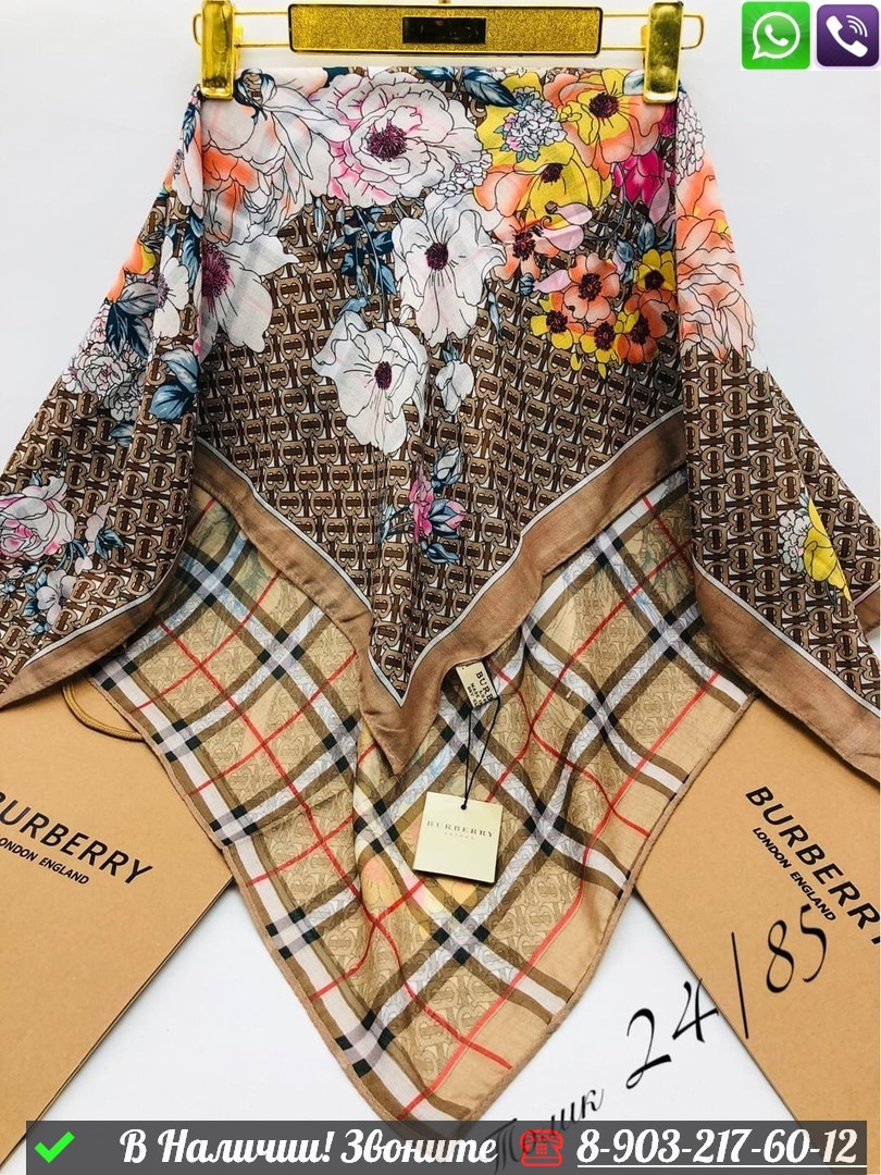 Платок Burberry с цветами - фото 4 - id-p99232502