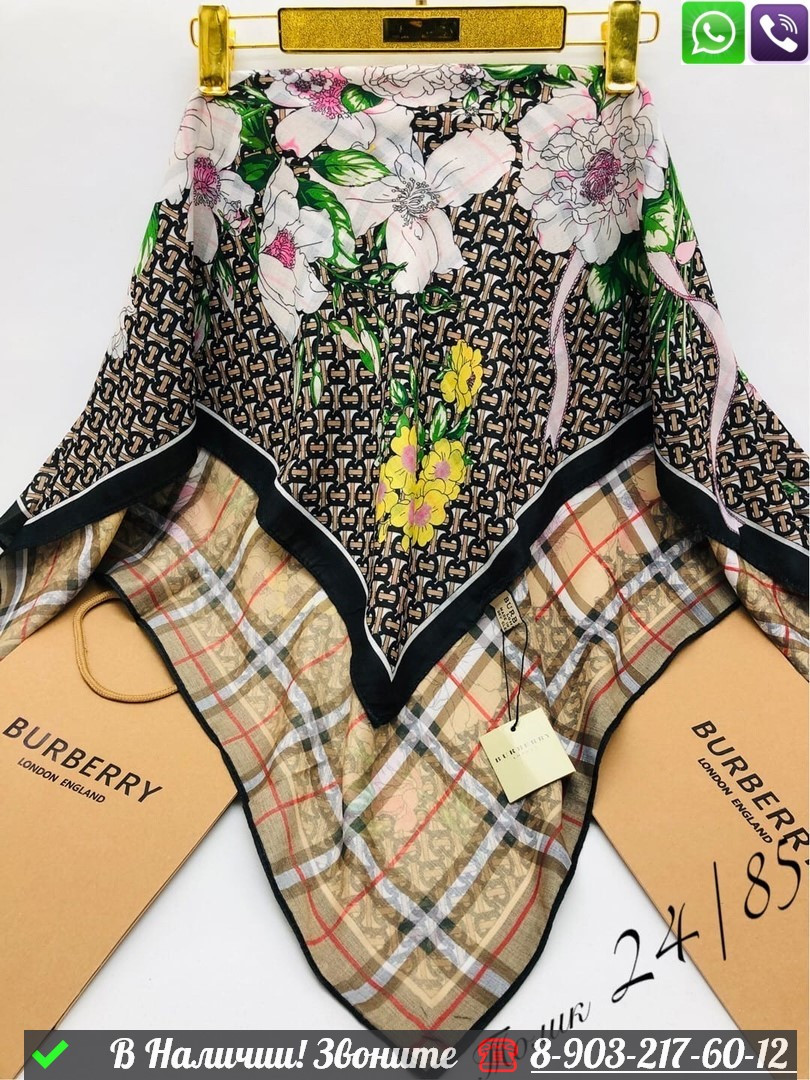 Платок Burberry с цветами Синий - фото 3 - id-p99232505