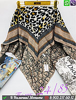 Платок Dior с леопардовым узором Бежевый