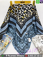 Платок Dior с леопардовым узором Голубой