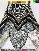Платок Dior с леопардовым узором Черный