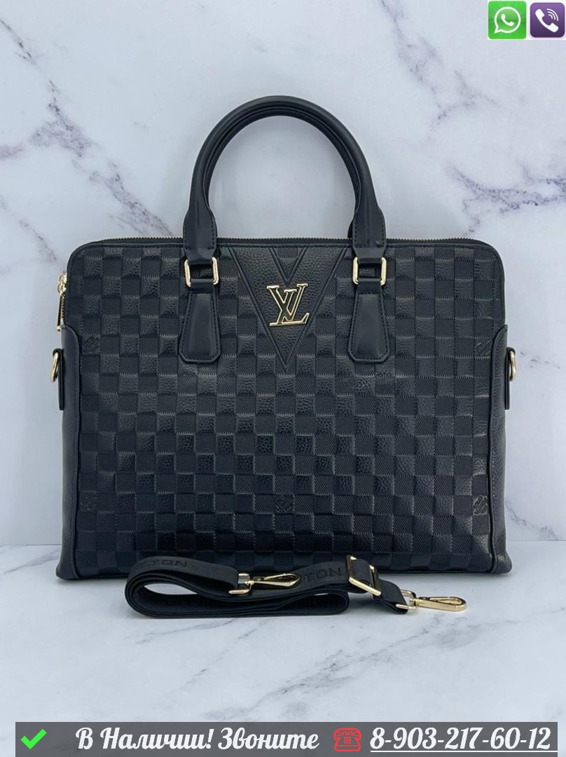 Деловая сумка Louis Vuitton черная буквами LV - фото 1 - id-p99229592