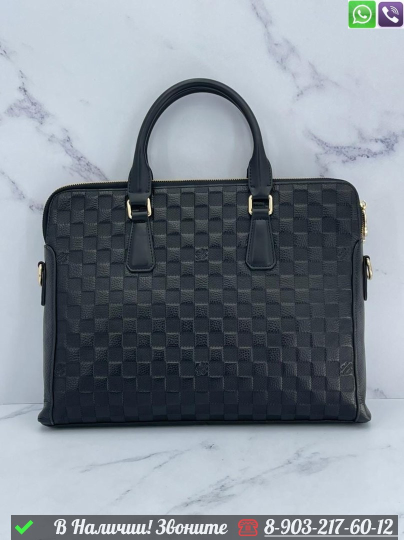 Деловая сумка Louis Vuitton черная буквами LV - фото 4 - id-p99229592