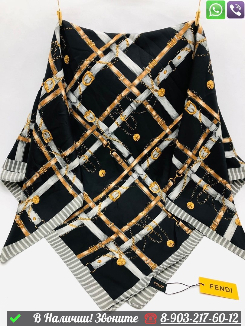 Платок Fendi шелковый с геометрическим принтом - фото 6 - id-p99233596