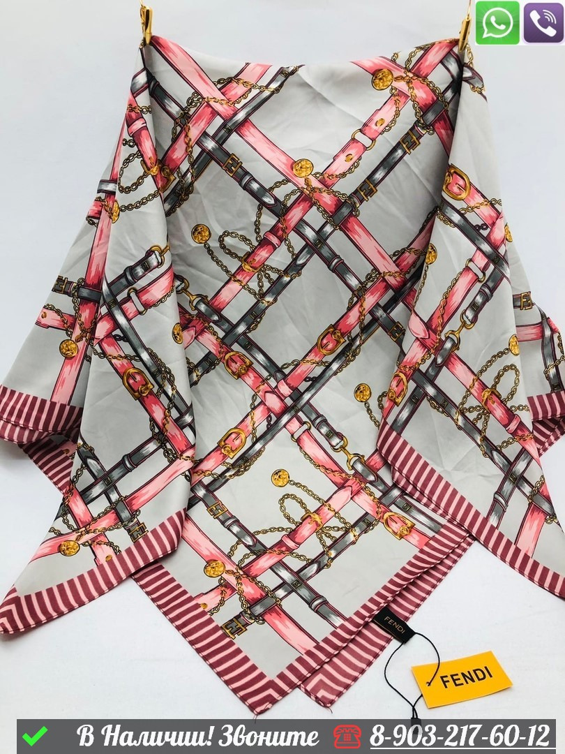 Платок Fendi шелковый с геометрическим принтом - фото 7 - id-p99233596