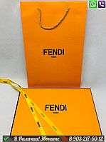 Платок Fendi шелковый с геометрическим принтом Серый