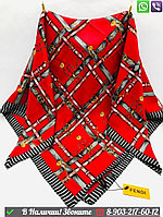 Платок Fendi шелковый с геометрическим принтом Красный