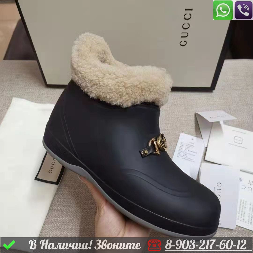 Ботинки Gucci зимние черные - фото 5 - id-p99231621