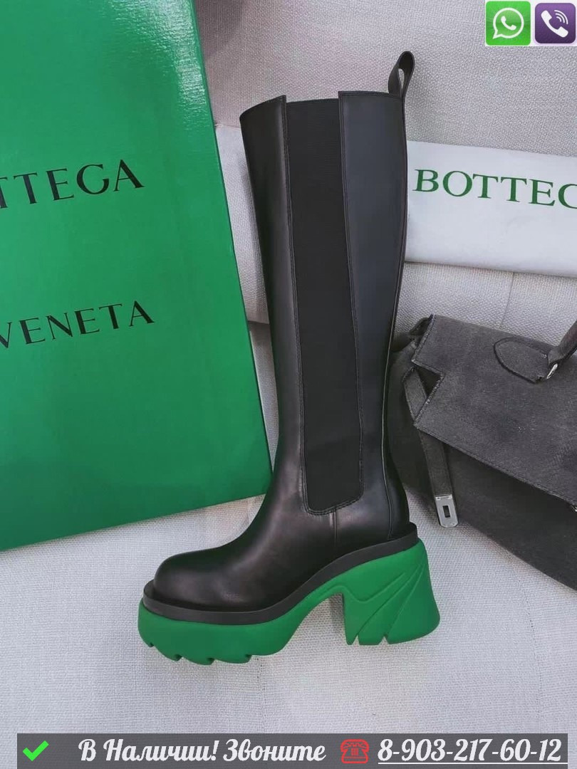 Сапоги Bottega Veneta кожаные черные - фото 2 - id-p99231644