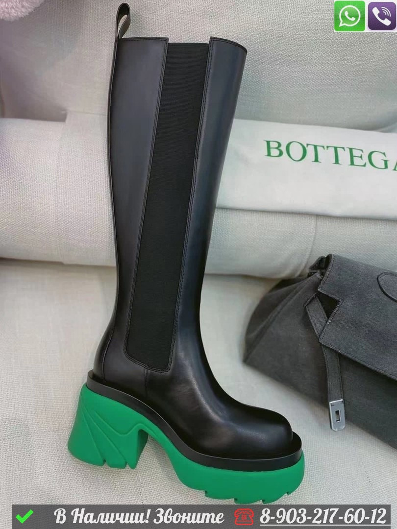 Сапоги Bottega Veneta кожаные черные - фото 6 - id-p99231644