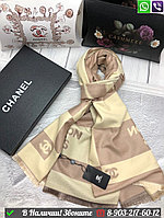 Палантин Chanel кашемировый с логотипом Бежевый