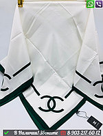 Платок Chanel шелковый с логотипом Белый