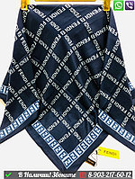 Платок Fendi шелковый с логотипом Синий