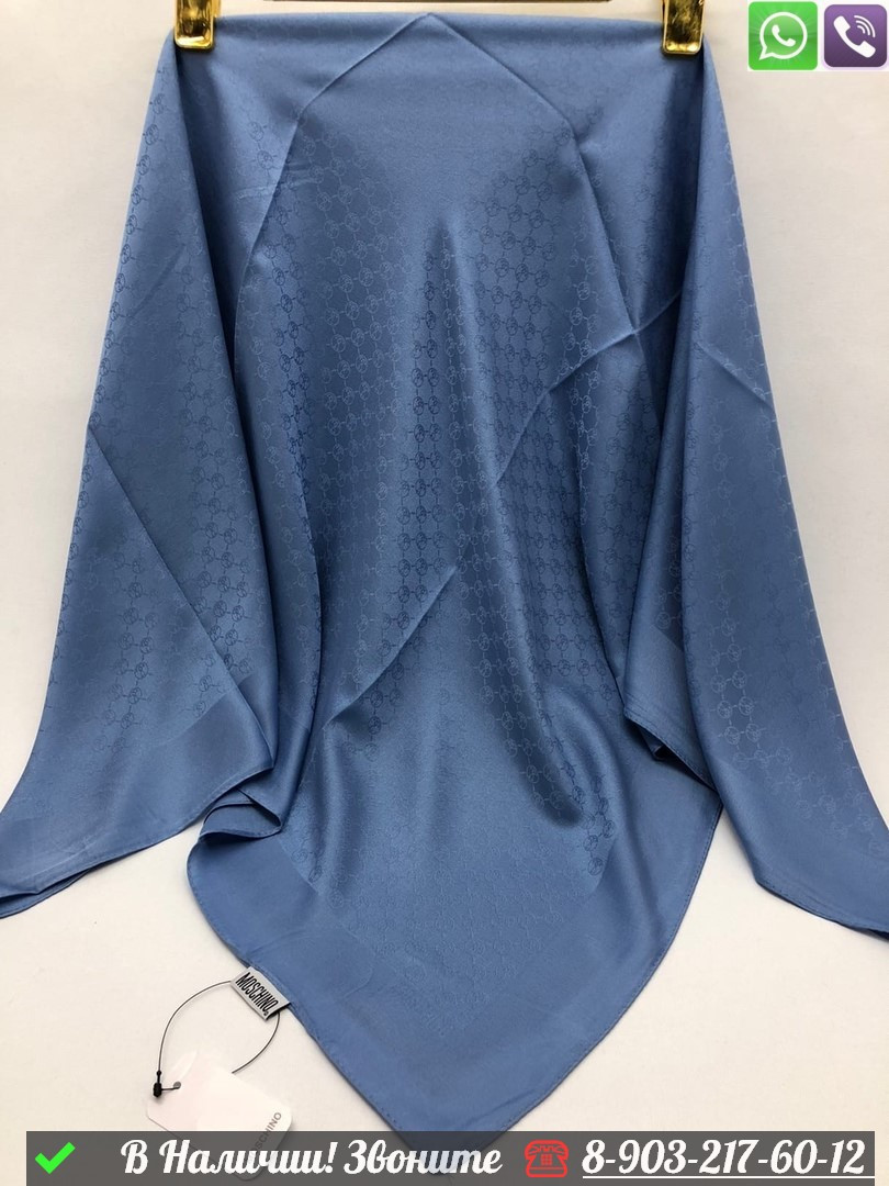 Платок Moschino шелковый с логотипом Голубой - фото 1 - id-p99233688