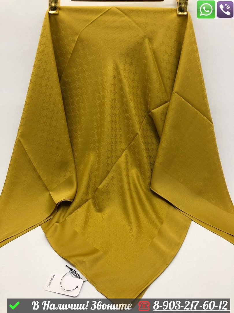 Платок Moschino шелковый с логотипом Желтый - фото 1 - id-p99233692