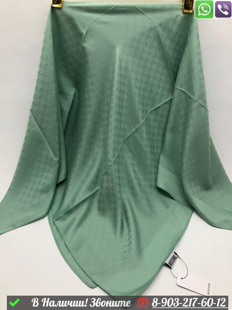 Платок Moschino шелковый с логотипом Зеленый - фото 1 - id-p99233693