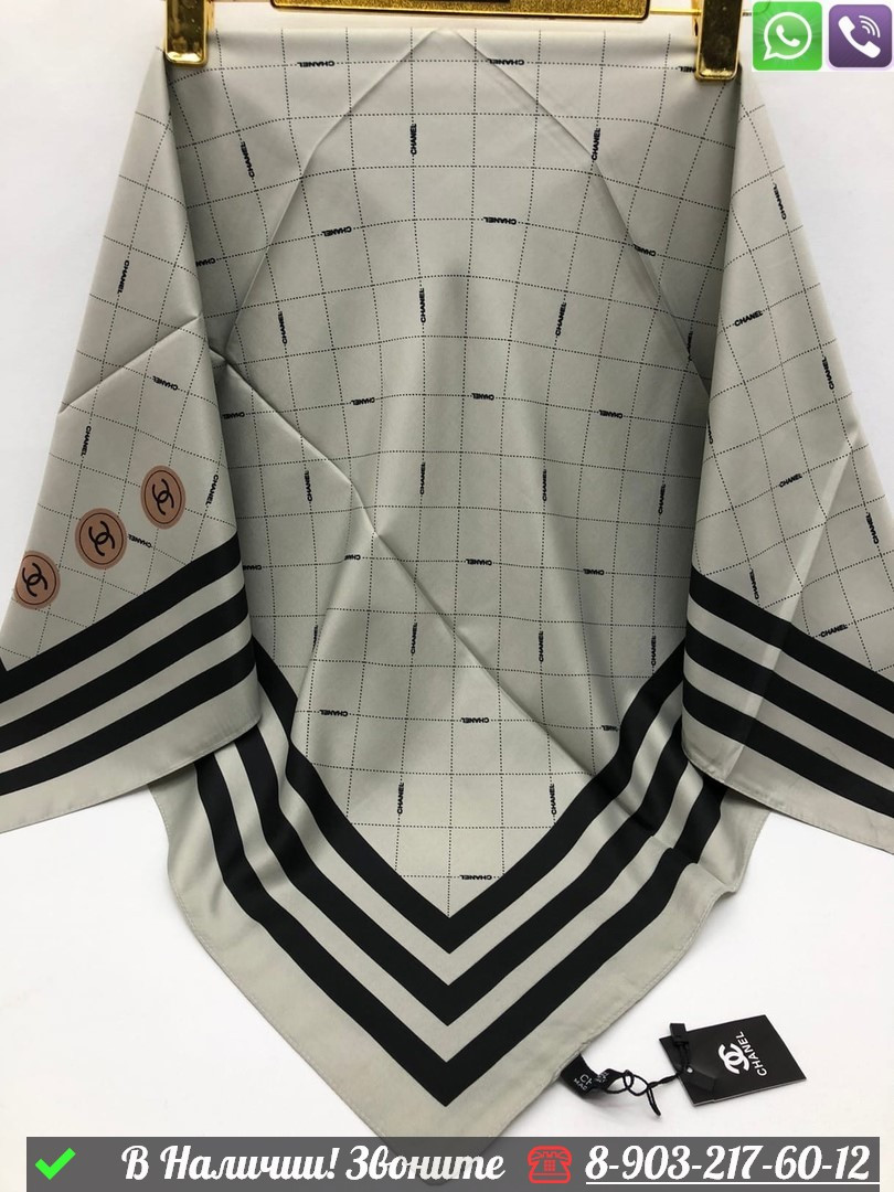 Платок Chanel шелковый с геометрическим узором - фото 6 - id-p99233721
