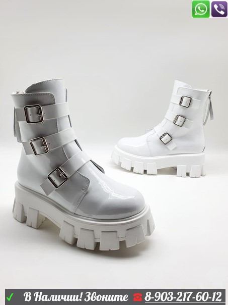 Высокие ботинки Prada с ремешками Белый - фото 7 - id-p99226944