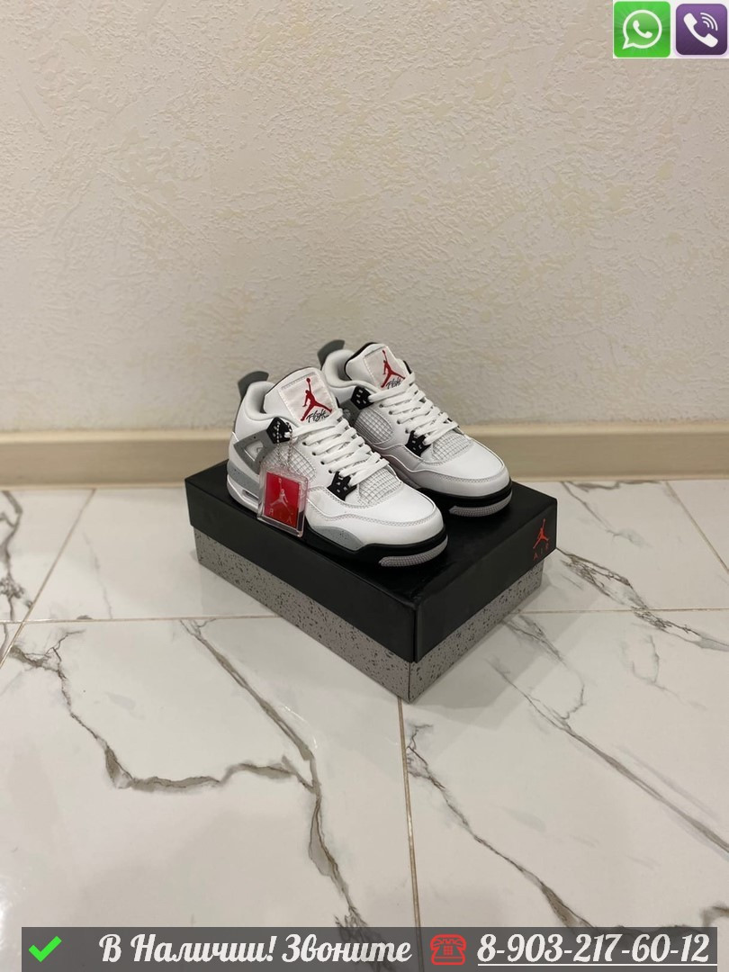 Кроссовки Nike Air Jordan 4 Retro белые - фото 8 - id-p99231744