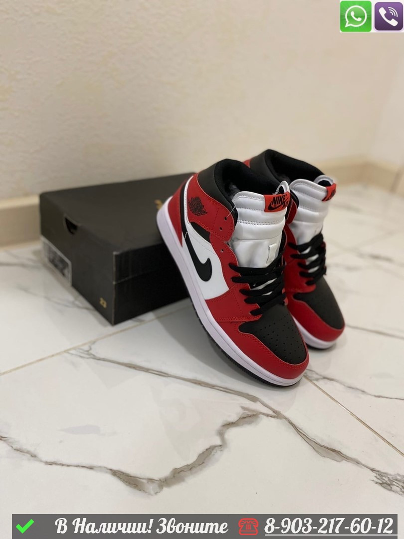 Зимние Кроссовки Nike Air Jordan Mid с мехом красные - фото 4 - id-p99231756