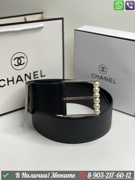 Ремень Chanel кожаный черный - фото 4 - id-p99227836