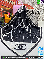 Платок Chanel шелковый в клетку Черный